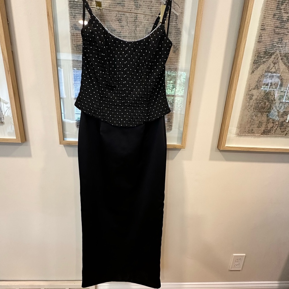 VTG Gunne Sax Jessica McClintock Black Formal Dress Rhinestone Dress Size 9 S XS